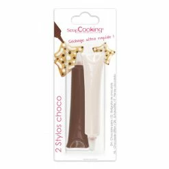 2 Stylos Chocolat Blanc et Chocolat au Lait 25g Scrapcooking