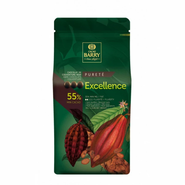 Chocolat de couverture Excellence 55% pistoles 5kg 2 Chocolat de couverture Excellence 55% pistoles 5kg – Image 2