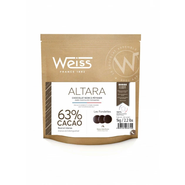 Chocolat Noir 63% Altara 1 kg Weiss Chocolat Noir 63% Altara 1 kg Weiss -Capfruit Shop chocolat noir 64 900g weiss