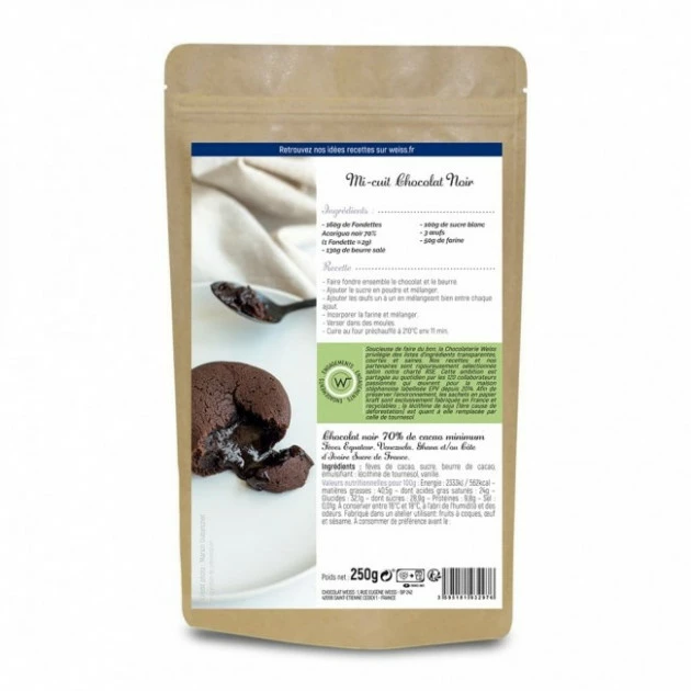 Chocolat Noir Acarigua 70% Fondettes 250g Weiss Chocolat Noir Acarigua 70% Fondettes 250g Weiss -Capfruit Shop chocolat noir acarigua 70 fondettes 250g weiss 1