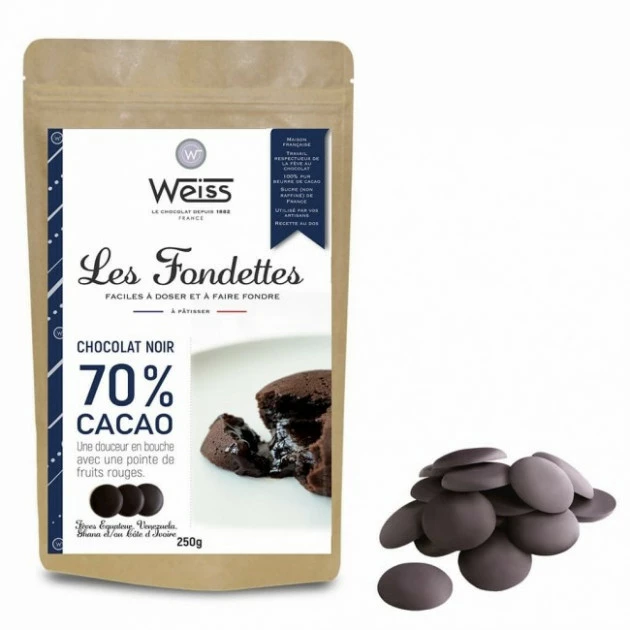 Chocolat Noir Acarigua 70% Fondettes 250g Weiss Chocolat Noir Acarigua 70% Fondettes 250g Weiss -Capfruit Shop chocolat noir acarigua 70 fondettes 250g weiss
