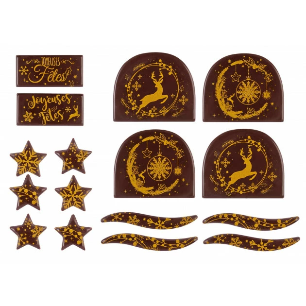 Décoration Bûche de Noël en Chocolat Joyeuses Fêtes (x14) Florensuc Décoration Bûche de Noël en Chocolat Joyeuses Fêtes (x14) Florensuc -Capfruit Shop decoration buche de noel en chocolat joyeuses fetes x14 florensuc