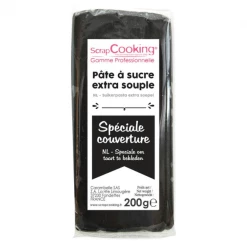DLUO Courte Pâte à Sucre Noir Spéciale Couverture 200g Scrapcooking