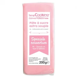 DLUO Dépassée Pâte à Sucre Rose Spéciale Couverture 200g Scrapcooking