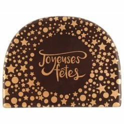 Embout de Bûche Chocolat Joyeuses Fêtes 84 x 65 mm (x42) Florensuc