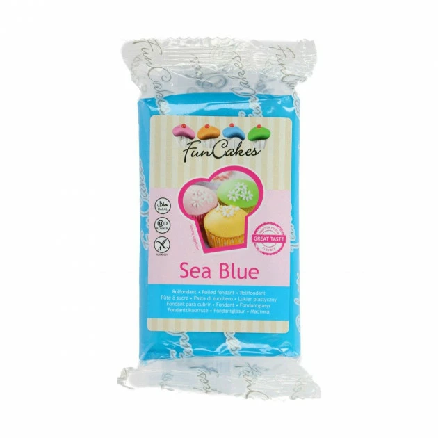 Pâte à Sucre Bleu Mer 250g Funcakes 1 Pâte à Sucre Bleu Mer 250g Funcakes