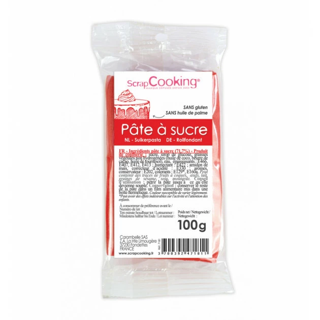 Pâte à Sucre Rouge 100 g Scrapcooking Pâte à Sucre Rouge 100 g Scrapcooking -Capfruit Shop pate a sucre rouge 100 g scrapcooking